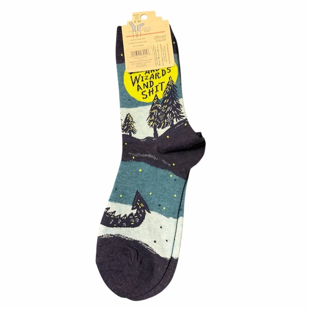 Blue Q Women's Crew Socks - Navy, Yellow, Light Blue, White